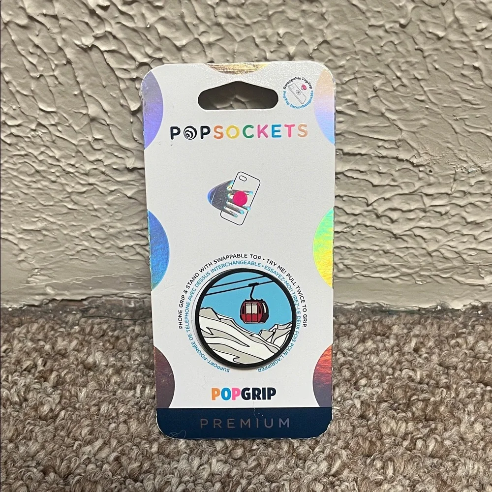 PopSocket PopGrip with Cable Car Design - Red and Blue
